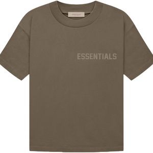 ESSENTIALS Olive Green Flocked T-Shirt